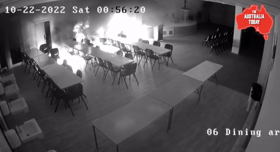 Hindu temple in Auckland targeted with arson attack: Image Source; Screen Shot of CCTV footage of Temple
